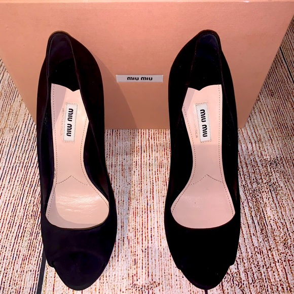 Miu Miu Peep Toe Heels in Black - Picture 1 of 6